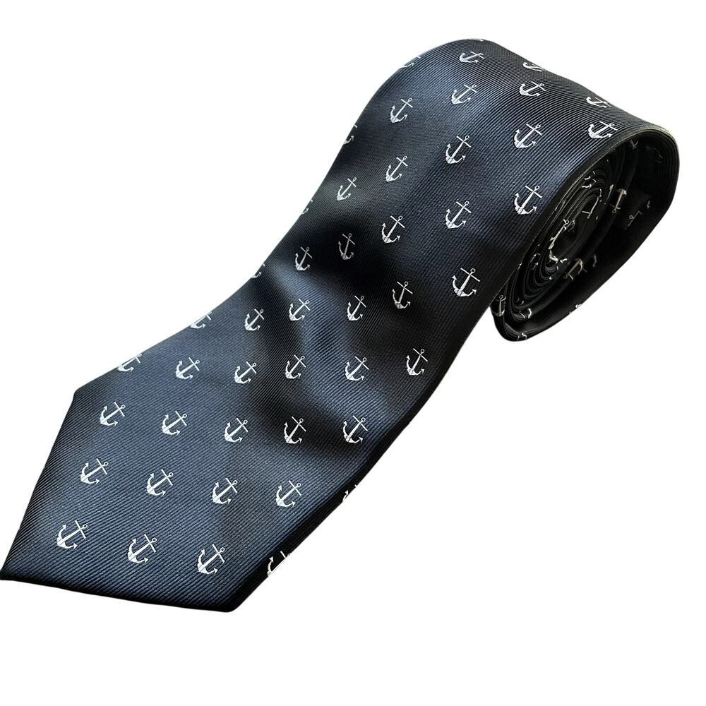 Elegance men's black tie anchor pattern 56 inch length‎ 3 inch width